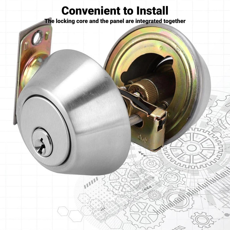 Double Cylinder Lockset, Double Cylinder Lock, Keyed Deadbolt on Both Sides with Adjustable Two Way for Enhanced Front Door Security (Stainless Steel)