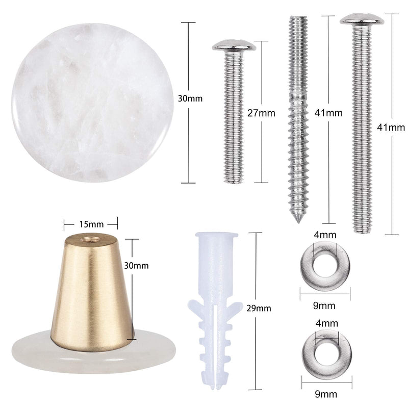 mookaitedecor Set of 4 Rock Quartz Drawer Knobs Stone Pull Handles for Dresser Wardrobe, Decorative Crystal Wall Hanger for Kitchen Bathroom