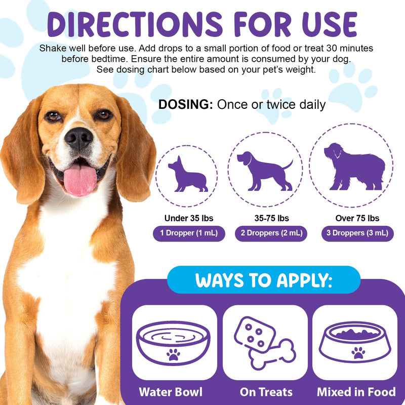 Melatonin for Dogs, Sleep Aid with Melatonin for Dogs, Dog Calming Drops with Ashwagandha,Valerian Root, L-Theanine for Reduce Anxiety and Stress, 2 fl oz