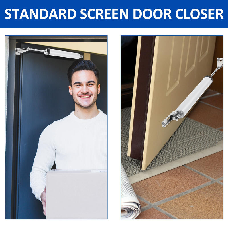 2 Pack Medium Duty Screen Door Closers Kit, Heavy Duty Pneumatic Screen & Storm Door Closer, Adjustable Pneumatic Screen Door Closer Replacement Kit for Medium and Light Weight Storm Doors