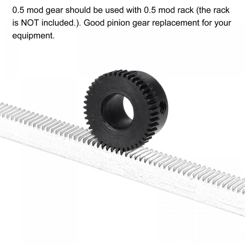 uxcell Pinion Gear Set, 45# Carbon Steel Motor Rack Spur Gear with Step Black, 0.5 Mod 44T 8mm Bore 23mm Outer Dia, M4 Set Screws Included