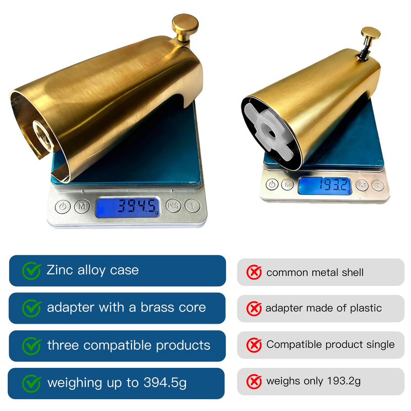 Tub Spout with Diverter, Heavy Duty All Metal Bathtub Faucet with Brass,Shower Slip-on Bathtub Faucet for 1/2 Inch Copper Pipe,5-3/8 Inch Bath Tub Faucet Replacement,Brushed Gold Brushed Gold