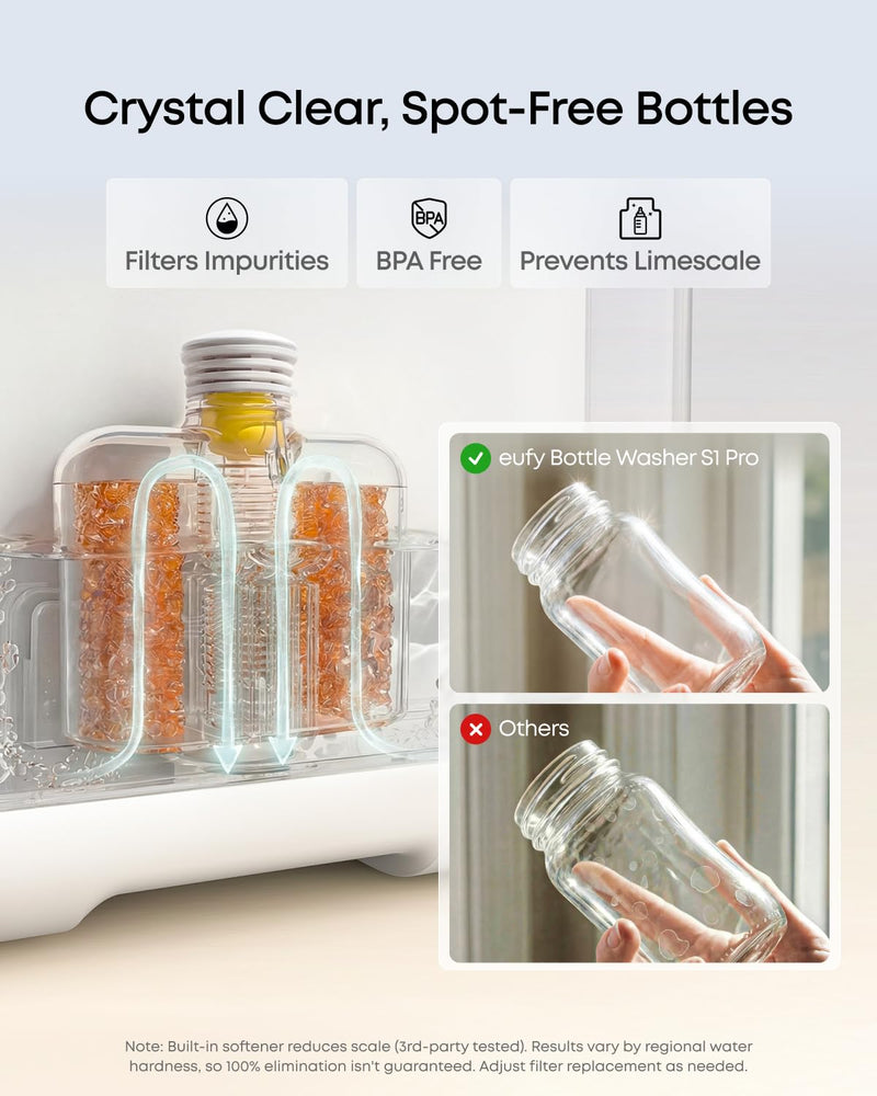 eufy Official Built-in Water Softener for Baby Bottle Washer, Hard Water Filter Replacement, Prevents Limescale and White Spots for Crystal Clear Bottles, BPA-Free, 1 Count