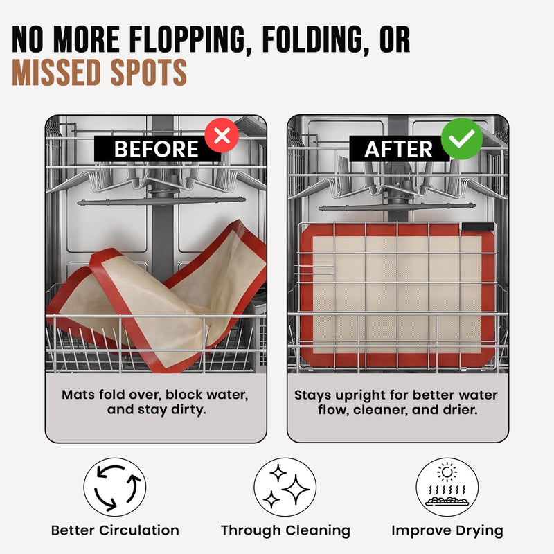 Silicone Mat Dishwasher Caddy Holder Stand: Silspa Dishwasher Safe Cage, Effortless Cleaning, Universal Fit, Durable Stainless Steel, Perfect Kitchen Accessory and Storage Basket
