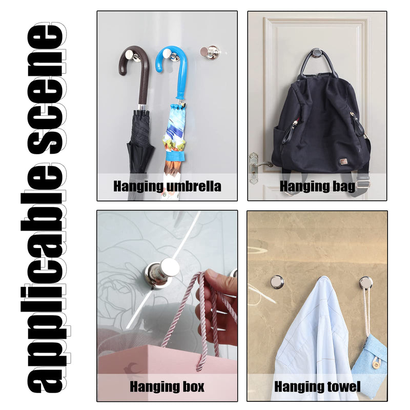 Coat Magnetic Hooks Heavy Duty Magnet Hanger, Magnet Hooks with Rare Earth Neodymium for Home, Office, Workplace or Traveling(D36 Sliver-4) Silver 4pcs 1.42in
