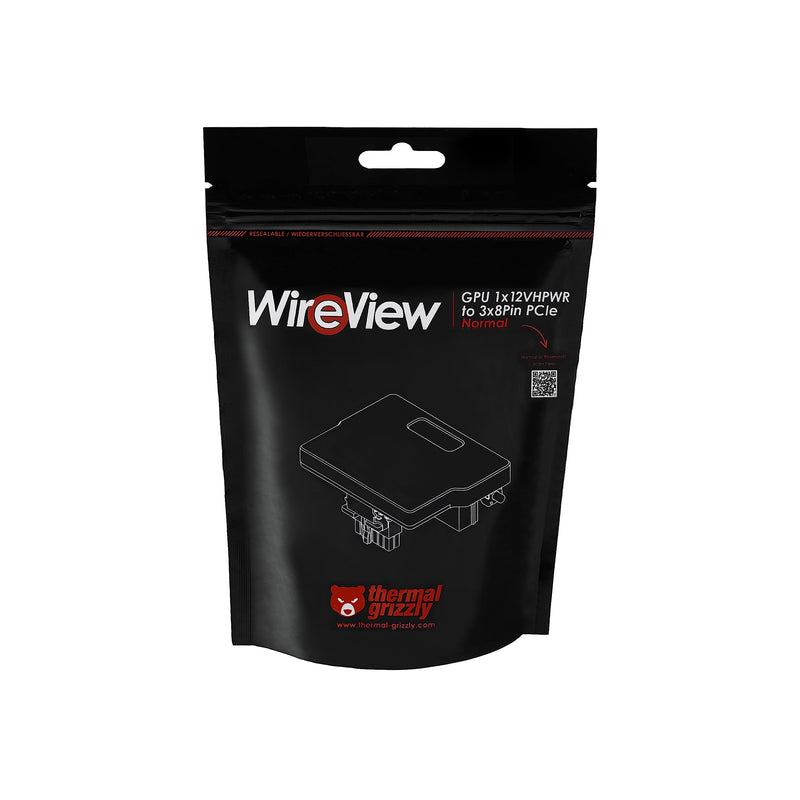 Thermal Grizzly WireView GPU - 1x 12VHPWR to 3x8Pin PCIe Normal - GPU Power Consumption Measuring Device - PCIe Power Connector - Real Time Direct Monitoring - Made in Germany H1N