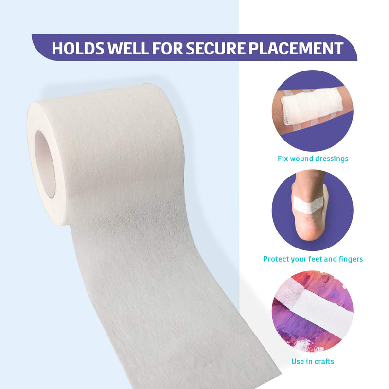 Conkote Soft Paper Surgical Tape 1" x 10 Yards, Gentle Adhesion and Hypoallergenic, 12 Rolls White