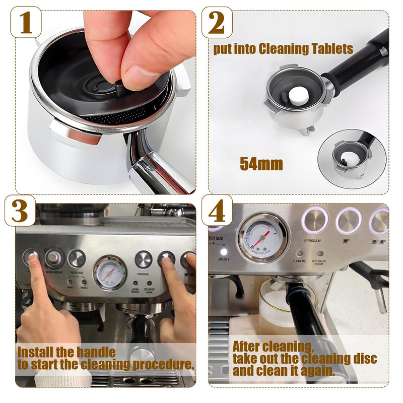 Dianrui 2 Pack Espresso Backflush Cleaning Disc 54mm for Breville Cleaning Disc for Breville Espresso Machine Accessories BES870XL/ 878/860/ 880/810/ 840 Compatible with Clean Tablets no hole