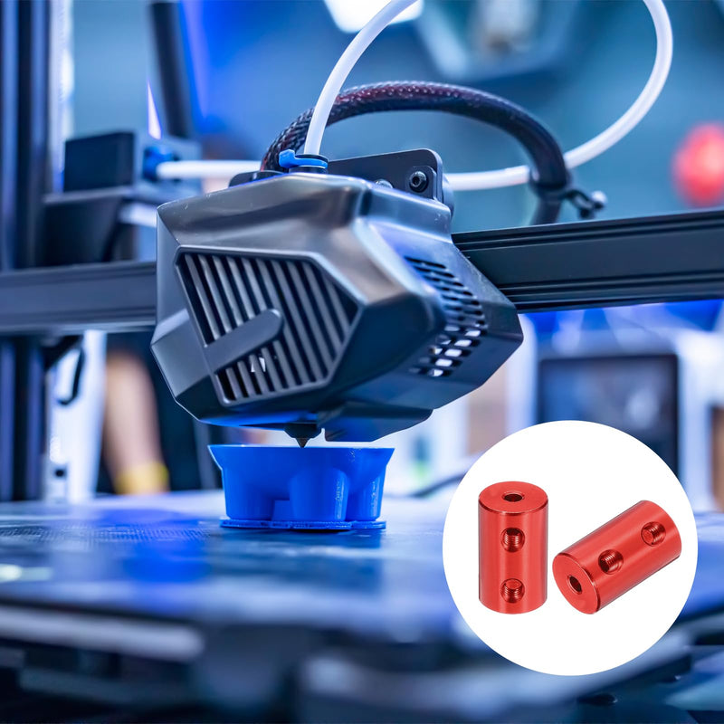 MECCANIXITY 3mm to 5mm Bore Rigid Coupling 20mm Length 12mm Dia M4 Aluminum Alloy Shaft Coupler Connector for 3D Printers DIY Car Boat Red, with 8pcs Coupling, 32pcs Screws, 2pcs Wrench 8