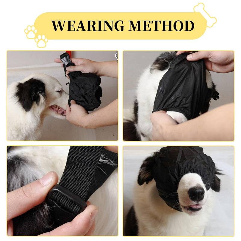 Dog Calming Cap Eye Mask, Nylon Cap Eye Mask for Dog Anxiety Relief, Puppy Pet Calming Dog Mask with Adjustable Neck Strap, for Small Medium Large Dogs Grooming Anti Car Sickness,Shading Black(S)