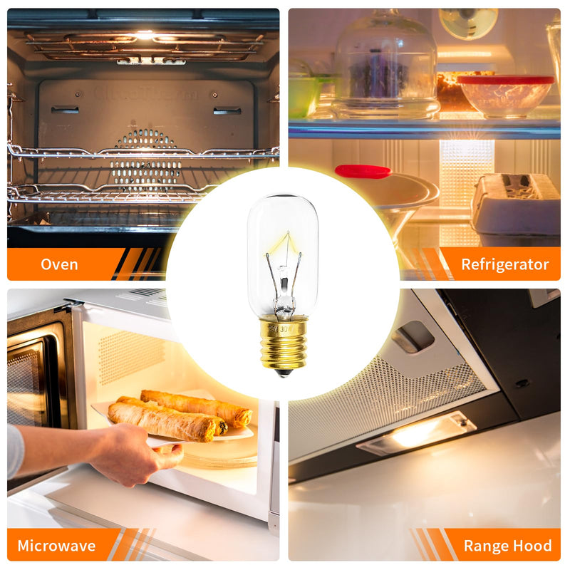 Belleone Light Bulb Fits for LG Microwave Oven - Compatible with LG Frigidaire Kenmore Whirlpool GE Over The Range Microwave, Dimmable 125V 30W E17 Base, Kitchen Night Light, Repalces 6912W1Z004B 2 Pack