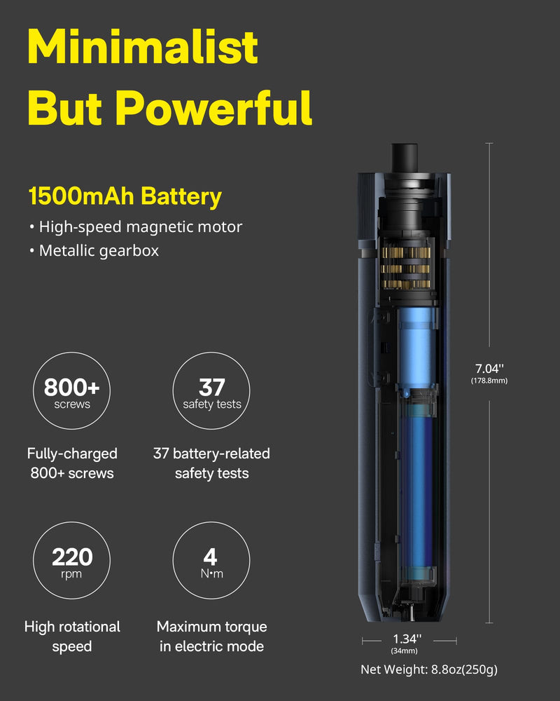 HOTO Electric Screwdriver Kit,25-Piece Upgraded Bit Set,3.6V Cordless Screwdriver Rechargeable,Magnetic Case Lid,3 Torque Settings,1500mAh Battery,LED Light for Furniture/Electrical Repairs
