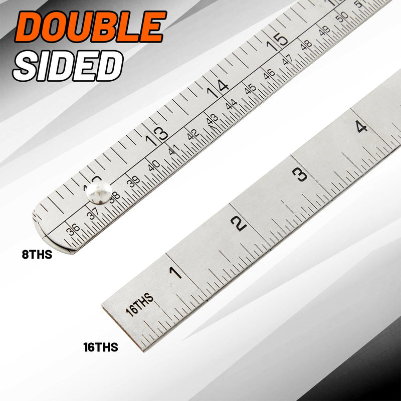 Tellegloww 1 Pcs Steel Ruler 3/4 in x 2 ft Folding-Rule Measuring Tool for Machinist Tinner Circumference Measurement Metalworking Industrial Drawing Engineering Steel 3/4 in x 2 Ft Silver