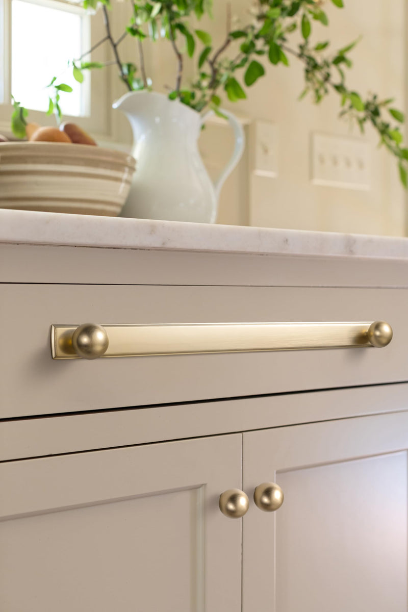 Goo-Ki Champagne Bronze Cabinet Knobs with Backplate- 12.6''(320MM) Hole Centers Zinc Alloy Cabinet Handle with 1.0''(24MM) Dia Double Cabinet Knobs, 2 Pack 1'' Dia Double Knobs With 12.6 '' Oval Stepped Edge Plate