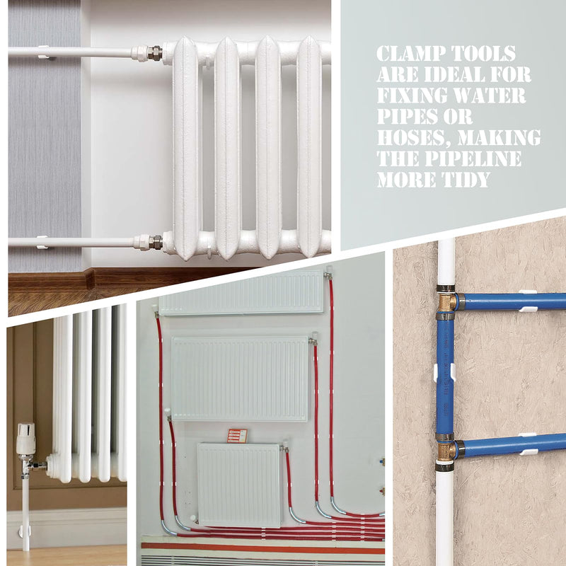 Litoexpe 3/4 Inch PEX Pipe Clamps, 20mm PVC Pipe Holder, Plastic U-Hook PEX Pipe Support Hangers, White PEX Water Pipe Clips, 20pcs PEX Tubing Clamp Tool 3/4"