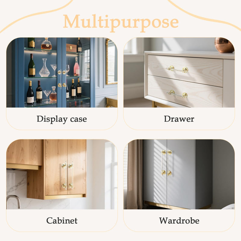 Clear Acrylic Adhesive Cabinet and Furniture Pulls Self Stick Knobs for Cabinet Drawer Cupboard Pulls for Sliding Door Handles Helper for Appliance (Gold, 250mm) Gold