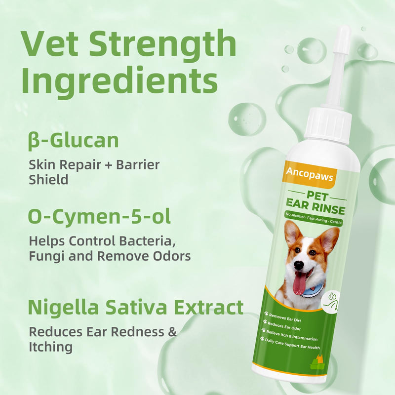 Ear Infection Treatment for Dogs and Cats, Yeast Ear Infection Treatment Drops to Soothe Itchy, Daily Care Dog Ear Cleaning Solution for Gently Removes Debris, Wax, Odor - 4 Fl oz