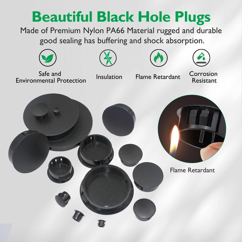 2"(50mm) Plastic Plugs for Round Holes, Flush Type Snap in Locking Door Screw Shelf Hole Plugs Drilling Hole Cover Cabinet Furniture Cupboard Shelves Pipe Insert End Caps, 4PCS Black 2"/50mm
