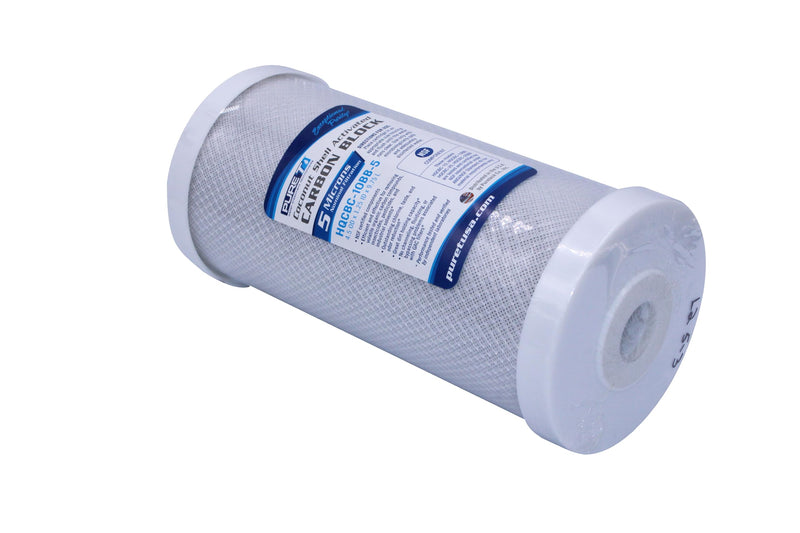 PureT Coconut Carbon Block Filter, 10"x4.5", 5 Micron 10x4.5", 10 Micron