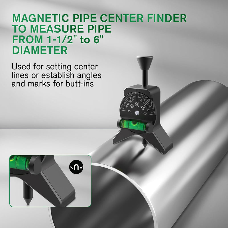 Anblak Pipe Center Finder, Pipefitter Tools w/Magnetic Centering Head, Pipe Fitting Tools Center Finder to Measure Pipe Diameter from 1-1/2" to 6" Diameter, 2.75" Y-Shape, Black