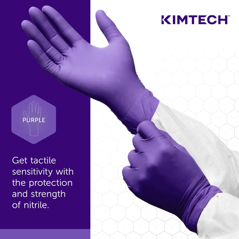 Ansell Kimtech™ Purple Nitrile™ Disposable Exam Gloves, 5.9 Mil, for Healthcare, Dental, Physicians, & Laboratory, Size Small, Purple (Box of 100) Size 7 (S) Dispenser Standard/Cuff Length