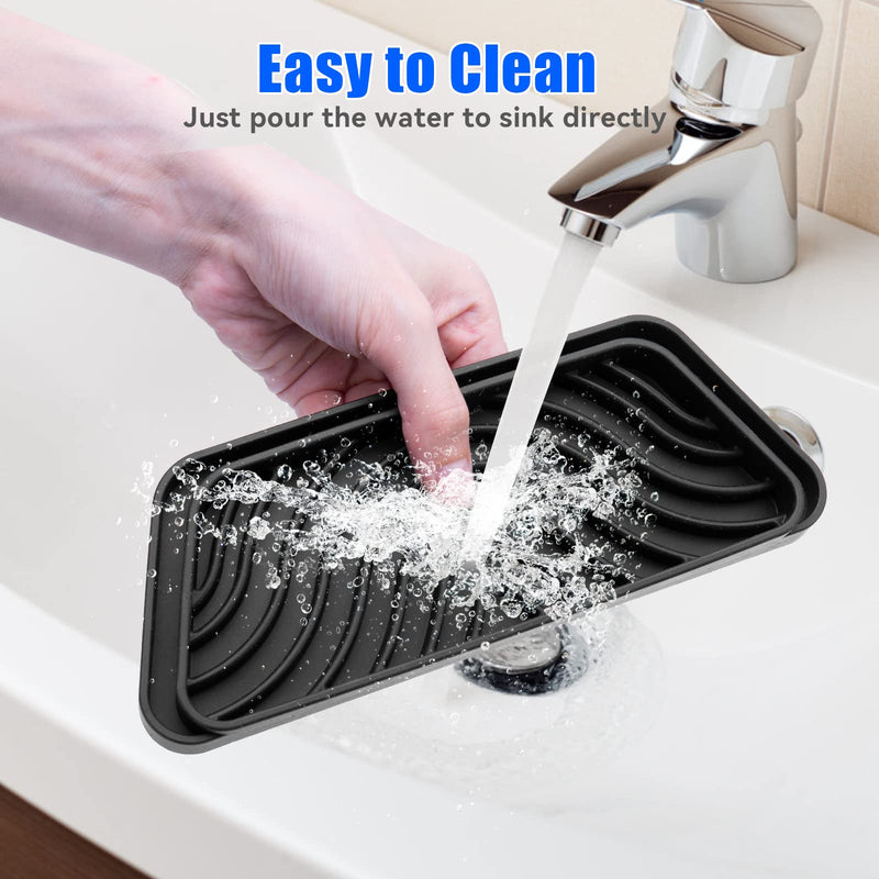 Refrigerator Drip Catcher, Refrigerator Drip Tray For Water Tray,Fridge Water Dispenser Drip Tray Prevents Water Splashes,Non-slip Silicone Dispenser Drip Collector for Ge Samsung -2 PCS Black 2PCS Rectangular