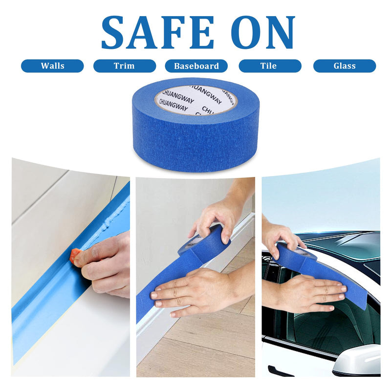 Blue Multi-Surface Painter's Tape (1.88 inches x 60 yards), 6 rolls of blue painter's masking tape, protects surfaces and is easy to remove, suitable for indoor, outdoor, painters, easy to clean off