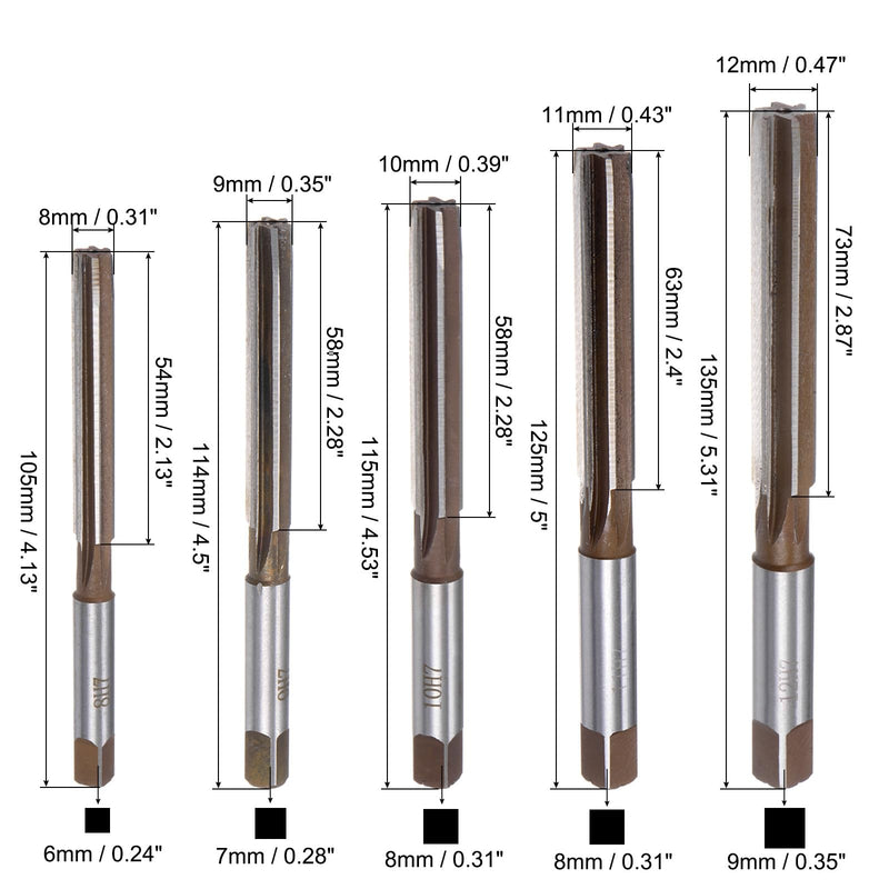 uxcell 10pcs Hand Reamers Set 3mm 4mm 5mm 6mm 7mm 8mm 9mm 10mm 11mm 12mm H7 Metric Alloy Steel Reamer Bit Straight Flutes Steel Cutting Tool for Metal Wood Hole Reaming
