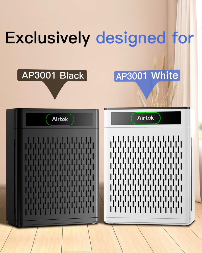 Airtok Air Purifier AP3001 Washable Replacement Filters, High-Efficiency Activated Carbon, 2 Pack