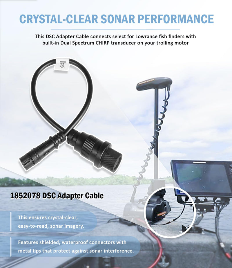 1852078 Replace for MKR-DSC-15 DSC Transducer Adapter Cable 8-PIN, for Lowrance Fish Finders, for Minn Kota Motor Built-in Dual Spectrum Chirp transducer, for 2D Sonar only