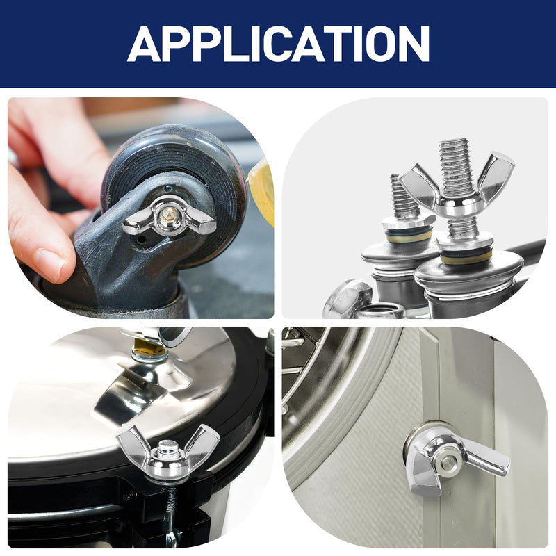 1/4-20 Wing Nuts, Stainless Steel 18-8 (304), Parts Hurrican Screws Hand Twist Tighten Ear Butterfly Nut, 25 PCS 1/4"-20