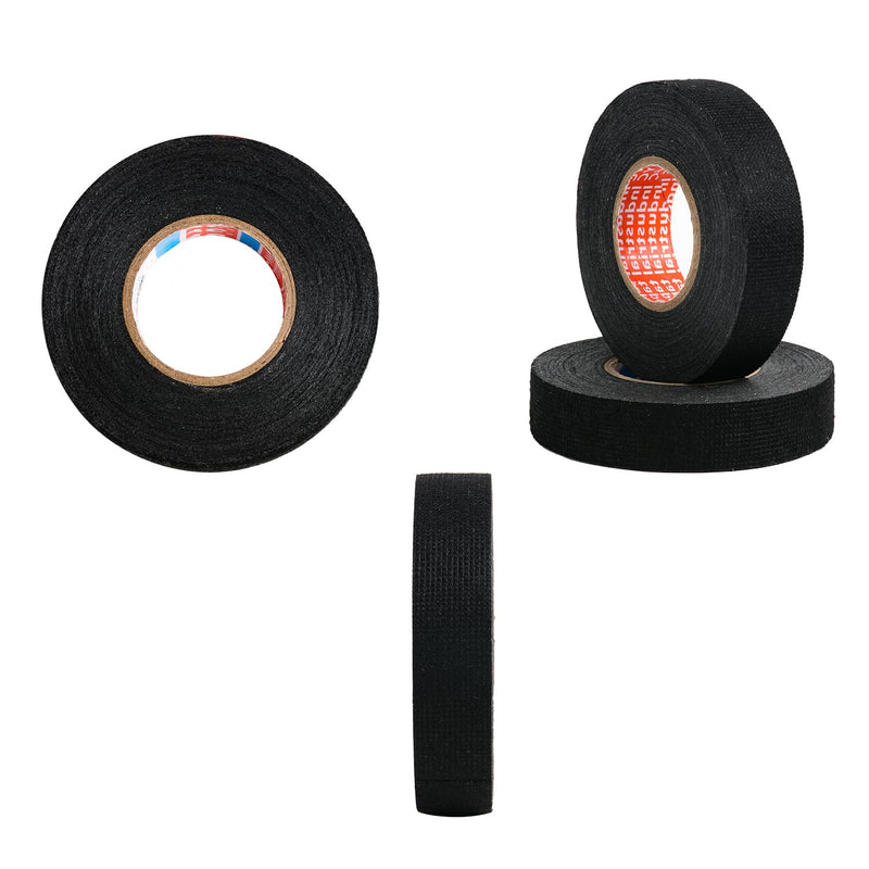 2 Rolls Black Wire Harness Cloth Tape, Speaker Wiring Harness Cloth Tape, for Automobile Electrical Wire harnessing Noise Dampening Heat Proof (Width: 15mm, Length: 50Ft) 15mm by 50ft (2 Rolls)