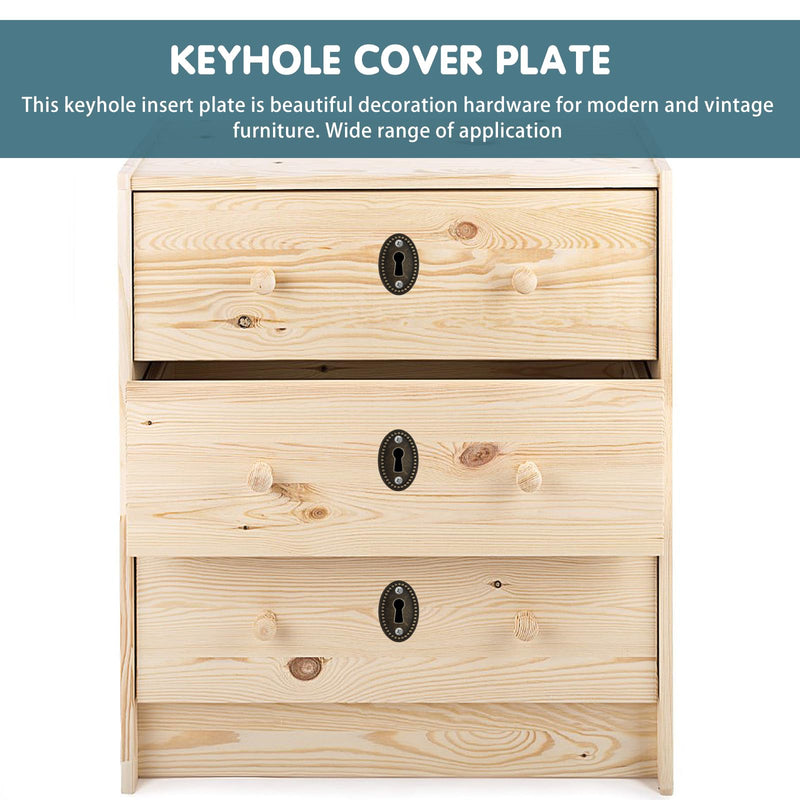 20PCS Oval Antique Brass Decorative Keyhole Cover Plate Keyhole Escutcheon Plate for Cabinet Door Drawer Chest Drawer Furniture Hardware