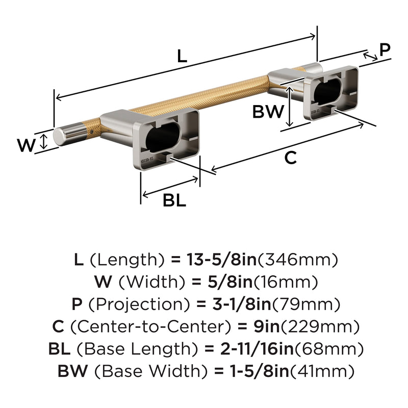 Amerock Esquire Polished Nickel/Champagne Bronze 9 inch (229 mm) Center-to-Center Towel Bar, BH26616PNCZ
