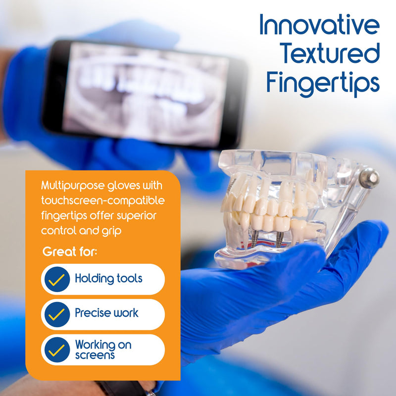 Inspire Nitrile Gloves | THE ORIGINAL Quality Stretch Nitrile Exam Cobalt Blue | Disposable Safety Gloves | 4.5 Gloves Medium Blue - Box of 100