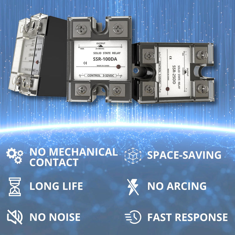 MAKERELE SSR-60DD Solid State Relay DC Control DC Input 3-32VDC to Output 5-220VDC Single Phase Semi-Conductor Relay Module 60A DD