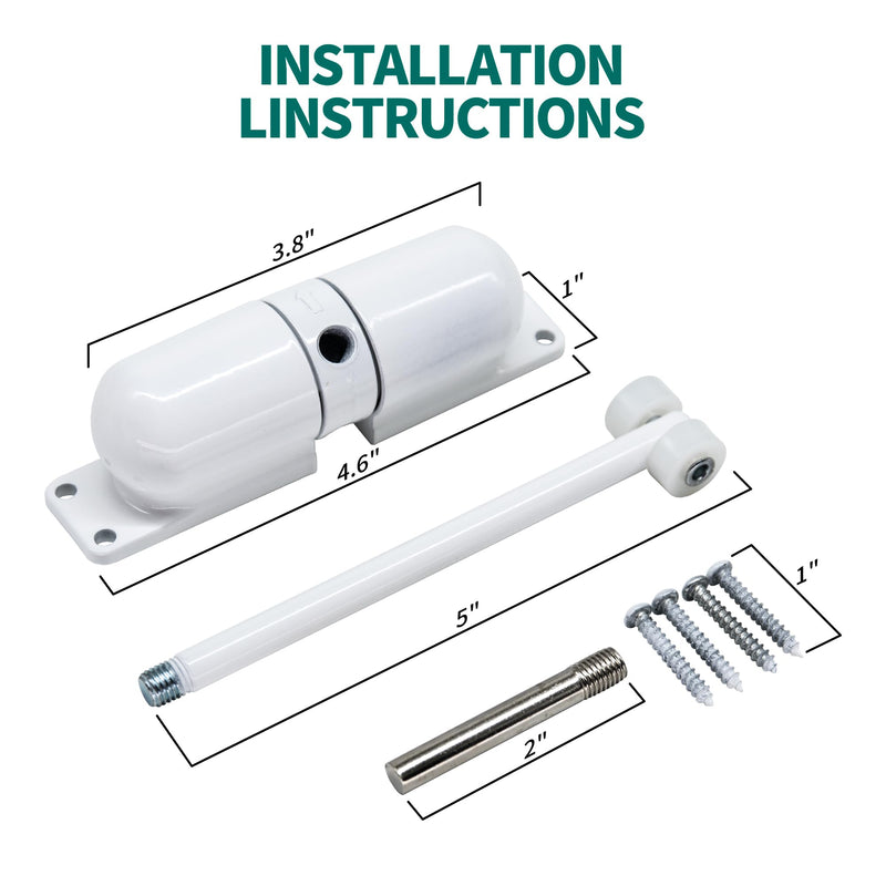 Marie Automatic Safety Spring Door Closer,Suitable for Light Door,Easy to Install to Convert Hinged Doors to Self-Closing (White) White