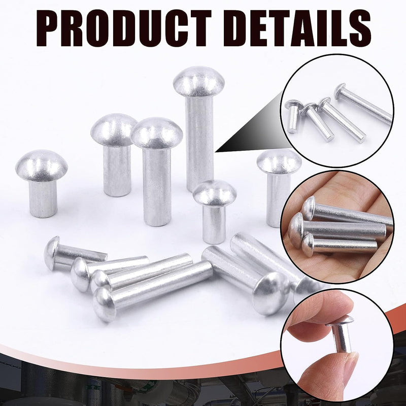M6*20mm Brazier Head Solid Aluminum Rivets, Pack of 70 M6*20mm