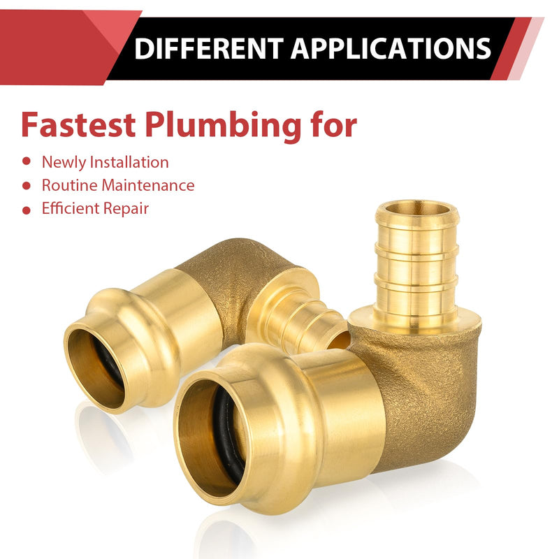 10Pcs EFIELD 1/2"PEX x 1/2"Copper Press 90 Degree Brass Elbow(PRESS091-10) 10 1/2"x1/2"