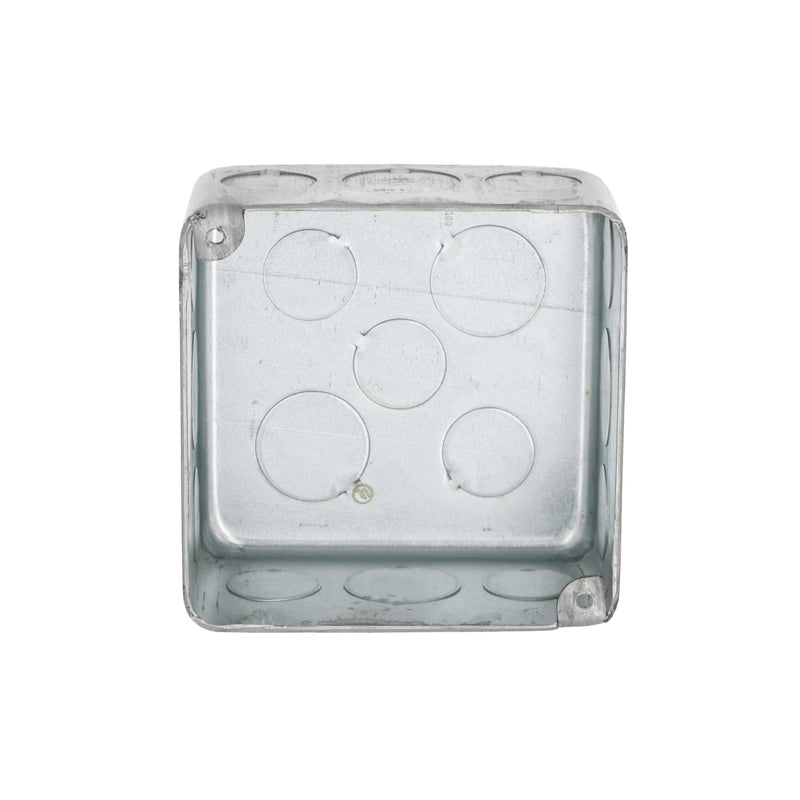 Hubbell-Raco 239 4 in. Square Plenum Box, Eleven 1/2 and Five 3/4 in. Knockouts, Drawn, 2-1/8 in. Deep, Gray Compact