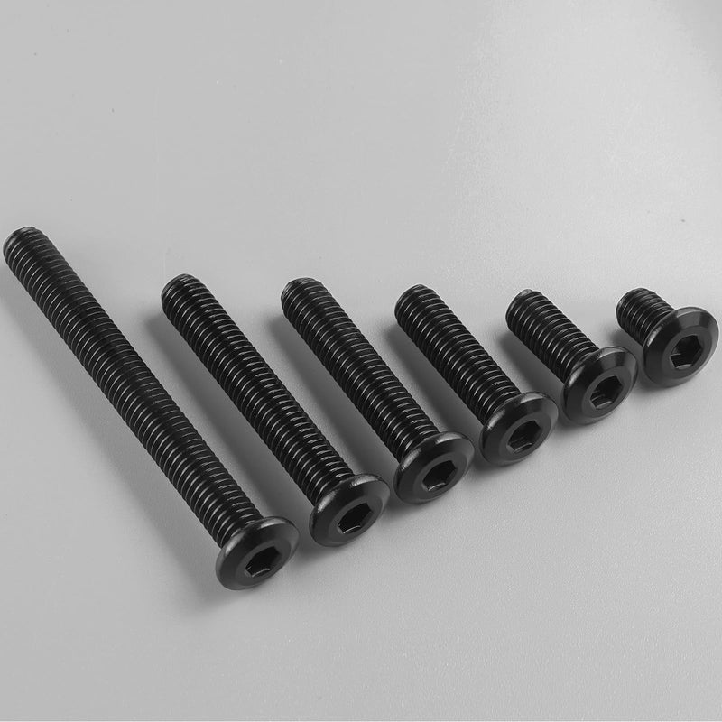 M6-1.0 x 12mm Flat Head Hex Socket Cap Screws Bolts 30Pcs, M6 Bolt 304 Stainless Steel Black Zinc Plated, Full Thread, with Hex Spanner M6 x 12mm 30