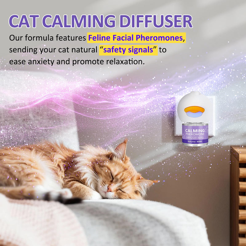 OcePor 1 Refill Solutions,1 Plugs-Cat Calming Diffuser, Pheromone Diffuser to Calm Cats, Cat Anxiety Relief