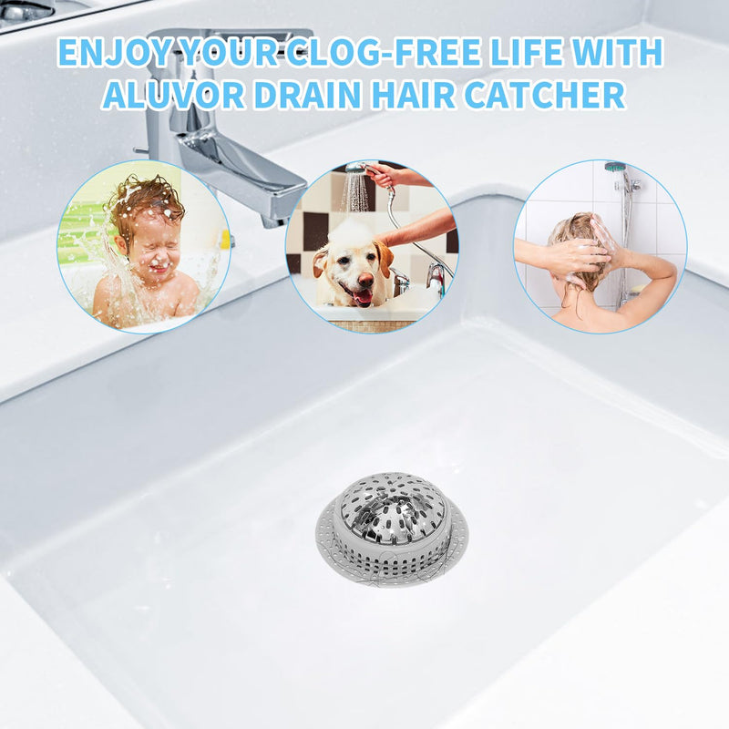 Drain Hair Catcher, Upgraded Drain Catcher with Silicone Designed for Regular Drains, Catch Hair Easily Without Slowing Drainage, Prevent Clogging Plug Hole Hair Catcher (Large) Large