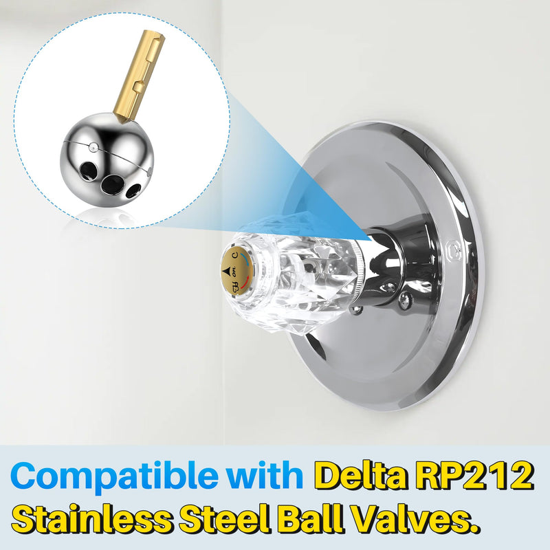 Acrylic Single Handle Trim Set, Complete Faucet Repair Kit Replacement Compatible with Delta 600 Series Shower Valve, Compatible with RP212 Stainless Steel Ball Valves and Clear Knob