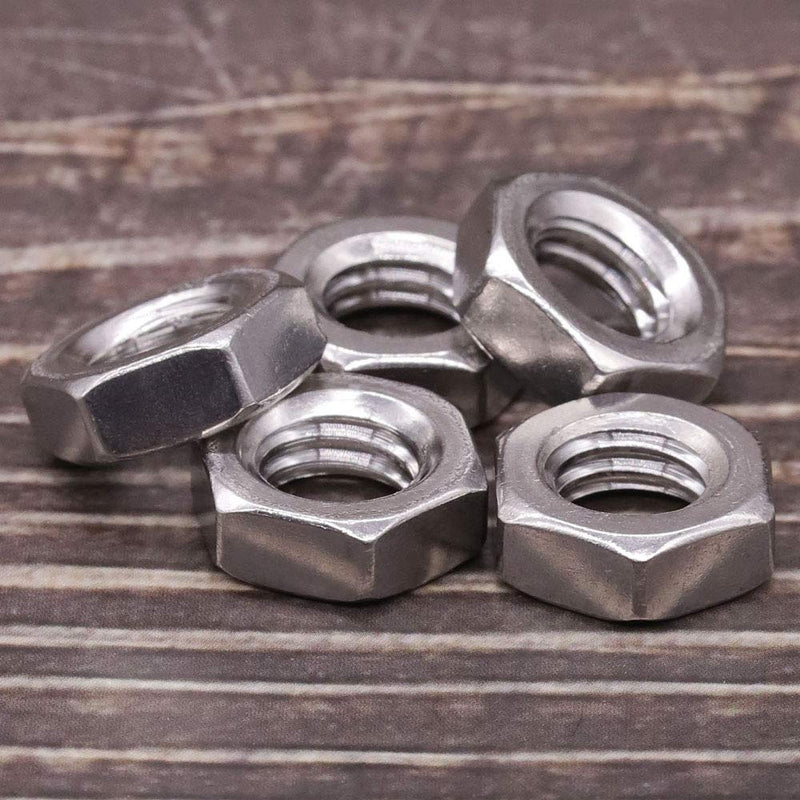 1/4-20 UNC Stainless Steel Thin Hex Nuts Hexagon Jam Nuts, 304 Stainless Steel 18-8, Full Thread, Coarse Thread, 50 PCS 1/4"-20