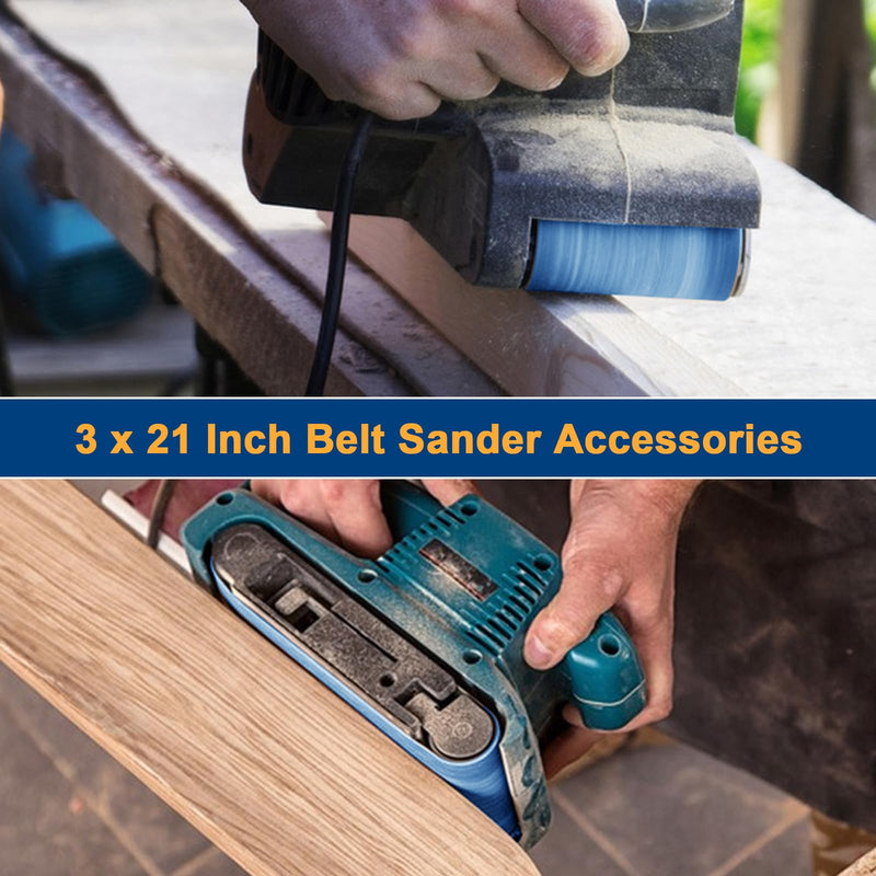 3x21 Inch Sanding Belts, 10 Pack (40, 60, 80, 120, 240 Grit), Zirconia Belt Sander Paper for Metal, Wood, and Plastic 3x21 Inch-10 Pcs
