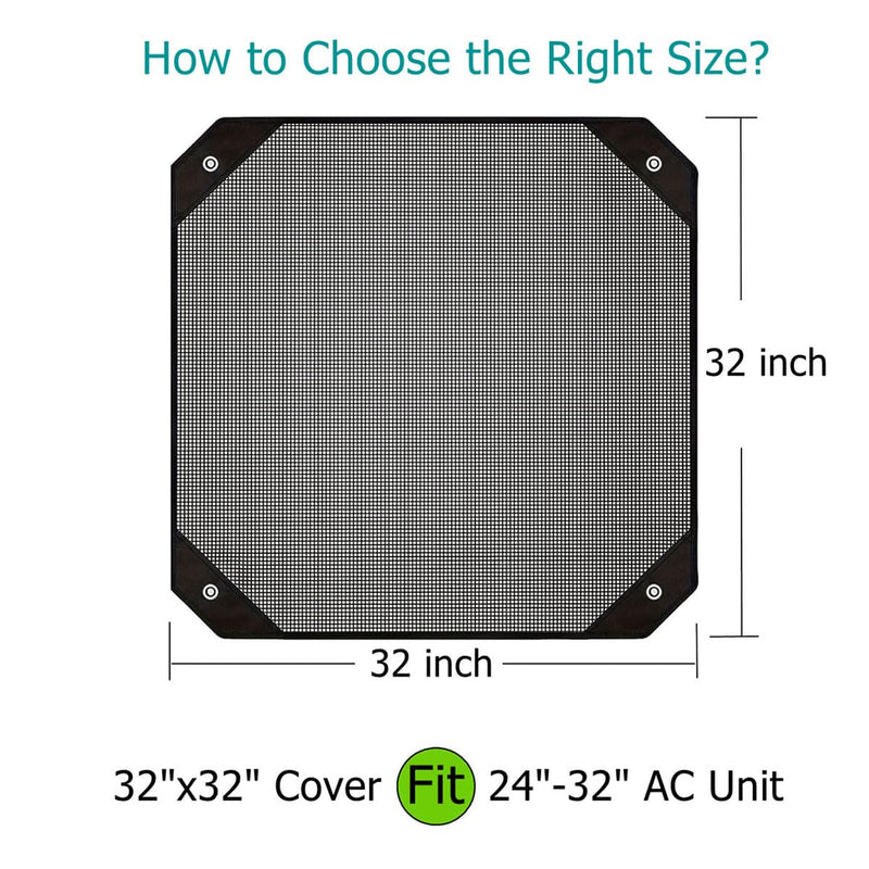 Air Conditioner Covers for Outside Units - 32"x32" Central AC Conditioning Breathable Mesh Outdoor Protective Screen, Top Universal Defender for All Season 32"x32"