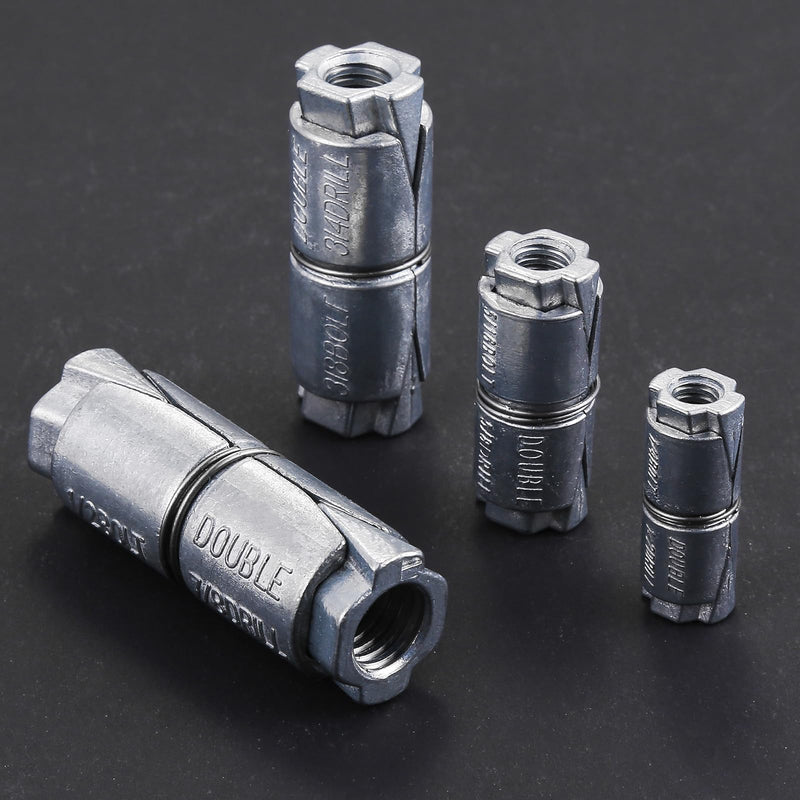 (25 pcs)1/4x1-1/4 Outer diameter1/2 Double Expansion Anchor, Zinc Plated Double Expansion Shield Anchors, Double Expansion Shields,for Masonry, Concrete, Brick or Block 1/4x1-1/4x1/2 25