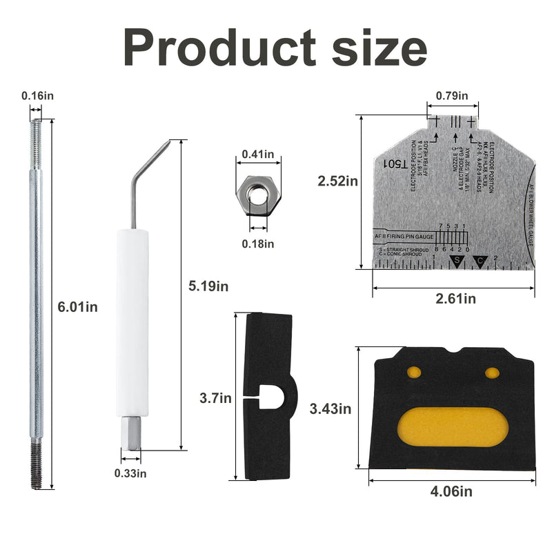 Replacement 51304 Burner Igniter/Transformer Gasket Kit & 5780 Electrode Insulator Assembly & T501 Multipurpose Gage Fits for Beckett Burner AF AFG AR SF SR，with Blast Tube up to 9"