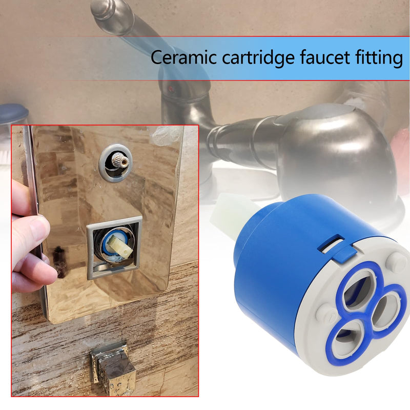 Create idea 40 mm Replacement Faucet Cartridge Ceramic Cartridge Tap Low Noise Three-Layer Filtering Square Stem Ceramic Cartridge for Kitchen Blue 40mm